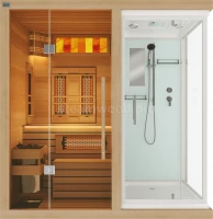 Одноместная комбинированная сауна Luxury из кедра с Душевой кабиной
