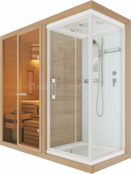 Двухместная комбинированная сауна Comfort из кедра с Душевой кабиной